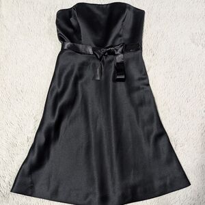 Ann Taylor Black Satin Strapless Dress